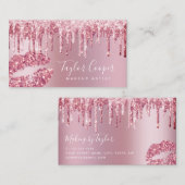 Matig roos goud glitter lippen make-up kunstenaar visitekaartje (Voorkant / Achterkant)