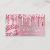 Matig roos goud glitter lippen make-up kunstenaar visitekaartje (Voorkant)