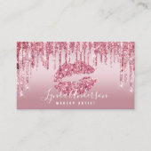 Matig roos goud glitter lippen make-up kunstenaar visitekaartje (Voorkant)