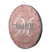 Matig roos goud glitter monogram naam dart board dartbord (Voorkant Rechts)