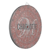 Matig roos goud glitter monogram naam dart board dartbord (Voorkant Links)