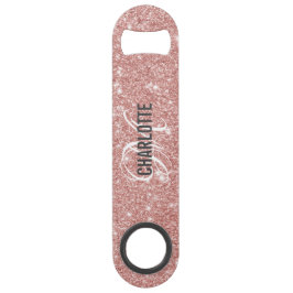 Matig roos goud glitter monogram naam speed flessenopener