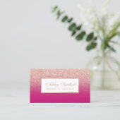 Matig roos goud glitter neon roze ombre make-up visitekaartje (Staand voorkant)