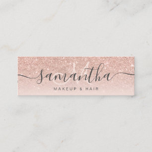 Matig roos goud glitter ombre blush make-up hair 3 mini visitekaartje