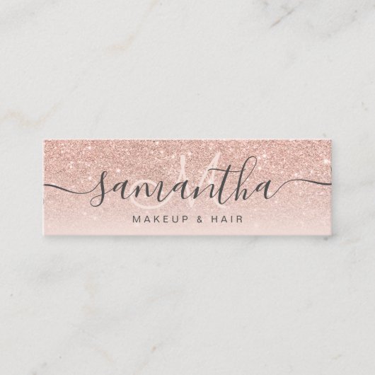 Matig roos goud glitter ombre blush make-up hair 3 mini visitekaartje (Voorkant)