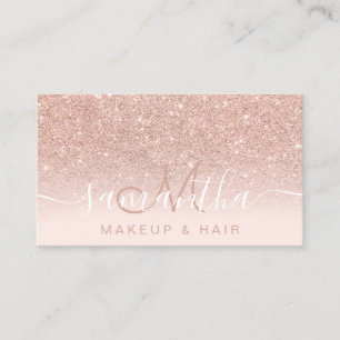 Matig roos goud glitter ombre blush make-up hair visitekaartje
