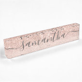 Matig roos goud glitter ombre blush monogram naambordje
