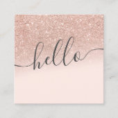 Matig roos goud glitter ombre blush roze hallo vierkante visitekaartje (Voorkant)