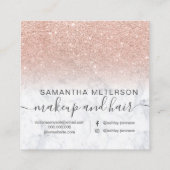 Matig roos goud glitter ombre hallo marmer vierkante visitekaartje (Achterkant)