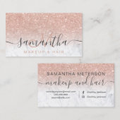 Matig roos goud glitter ombre marble makeup hair visitekaartje (Voorkant / Achterkant)