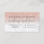 Matig roos goud glitter ombre marble makeup hair visitekaartje (Achterkant)