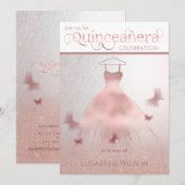 Matig roos goud glittery ombre jurk Quinceañera Kaart (Voorkant / Achterkant)