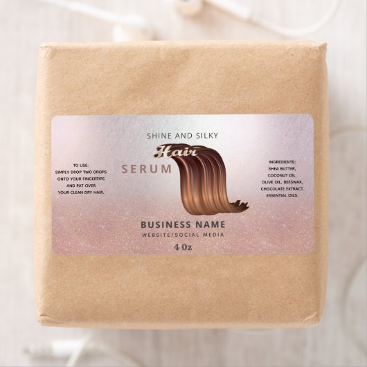 Matig roos goud strooisel ombre haar serumlabel etiket (Insitu)