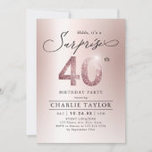 Matig roos goud verrassing 40e verjaardag kaart (Voorkant)