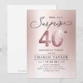 Matig roos goud verrassing 40e verjaardag kaart (Voorkant / Achterkant)