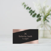 Matig roos goud & zwarte schaar haarstylist visitekaartje (Staand voorkant)