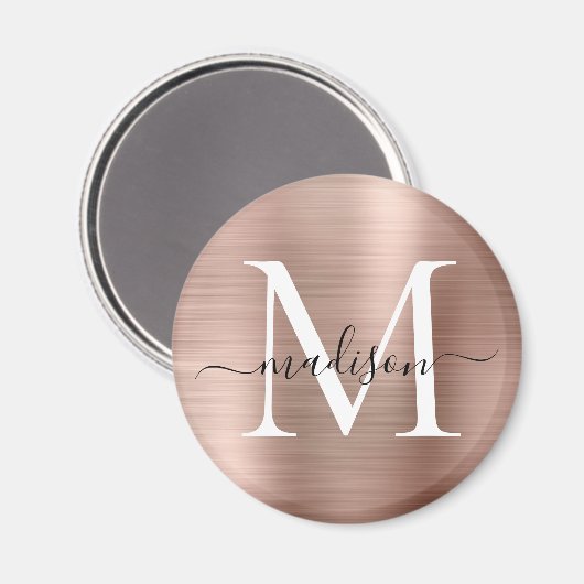 Matig Roos goudborsgeborsteld Metaal Monogram Manu Magneet (Voorkant / Achterkant)