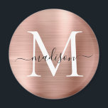 Matig Roos goudborsgeborsteld Metaal Monogram Manu Magneet<br><div class="desc">Moderne Roos Gold Borhed Metal Monogram Magnet</div>