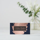 Matig roos goudborstelslag blauw make-up visitekaartje (Staand voorkant)