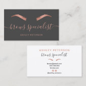 Matig roos goudbrauwen trendy grijs visitekaartje (Voorkant / Achterkant)