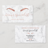 Matig roos goudbrauwen trendy witte marmer visitekaartje (Voorkant / Achterkant)