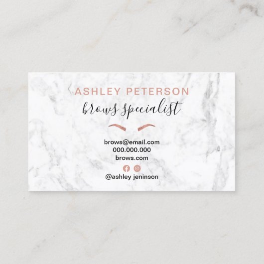 Matig roos goudbrauwen trendy witte marmer visitekaartje (Achterkant)