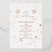 Matig roos goudbruin folie uitnodiging (Voorkant)