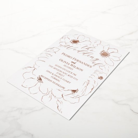 Matig roos goudbruin folie uitnodiging (Gedraaid)