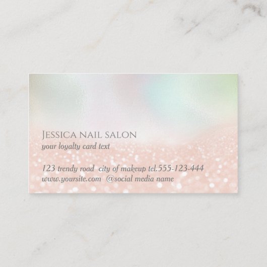 Matig roos gouden nagel. visitekaartje (Achterkant)