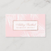 Matig roos gouden zwarte roze platte boombladmake- visitekaartje (Voorkant)