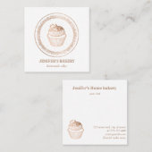 Matig roos goudfolie cupcake homemade bakker vierkante visitekaartje (Voorkant / Achterkant)