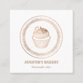 Matig roos goudfolie cupcake homemade bakker vierkante visitekaartje (Voorkant)