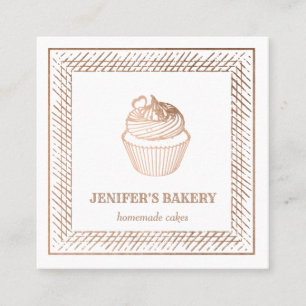 Matig roos goudfolie cupcake homemade bakker vierkante visitekaartje