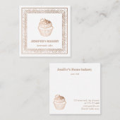 Matig roos goudfolie cupcake homemade bakker vierkante visitekaartje (Voorkant / Achterkant)