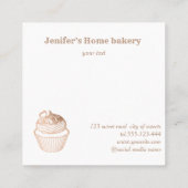 Matig roos goudfolie cupcake homemade bakker vierkante visitekaartje (Achterkant)