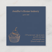 Matig roos goudfolie cupcake homemade bakker vierkante visitekaartje (Achterkant)