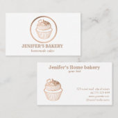 Matig roos goudfolie cupcake homemade bakker visitekaartje (Voorkant / Achterkant)