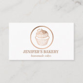 Matig roos goudfolie cupcake homemade bakker visitekaartje (Voorkant)