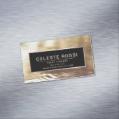 Matig roos goudfolie zwart deluxe magnetisch visitekaartje (Voorbeeld)