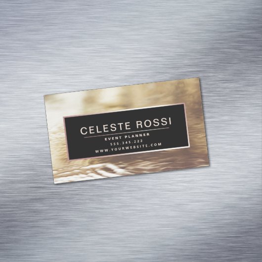 Matig roos goudfolie zwart deluxe magnetisch visitekaartje (Voorbeeld)