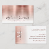 Matig Roos goudgeborsteld Metaal Monogram Manuscri Visitekaartje (Voorkant / Achterkant)