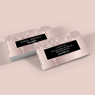 Matig roos goudglitter druppelt haarstylist visitekaartje