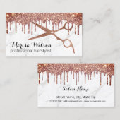 Matig roos goudglitter druppelt marmer visitekaartje (Voorkant / Achterkant)