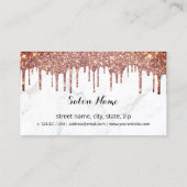 Matig roos goudglitter druppelt marmer visitekaartje (Achterkant)