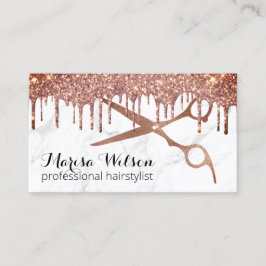 Matig roos goudglitter druppelt marmer visitekaartje