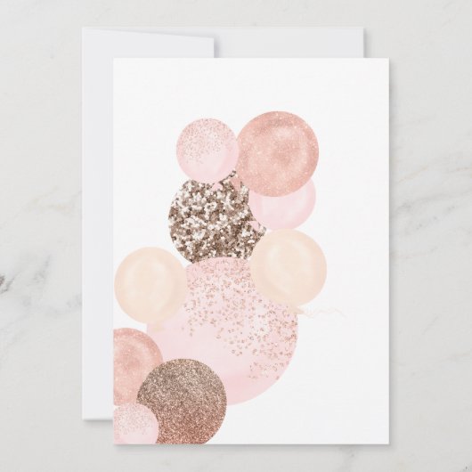 Matig roos goudglitter roze ballonnen baby shower kaart (Achterkant)