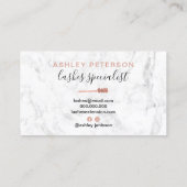 Matig roos goudgordels borstelen wit marmer visitekaartje (Achterkant)