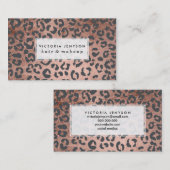 Matig roos goudleopardmake-up met houtskool visitekaartje (Voorkant / Achterkant)