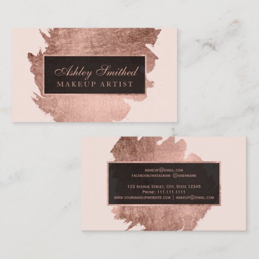 Matig roos goudpenseelpenseelpenseelpenseelpenseel visitekaartje (Voorkant / Achterkant)