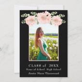 Matig, roze bloem afstuderen aankondiging (Voorkant)